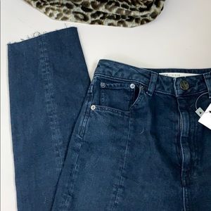 ASOS black high waisted raw hem ankle jeans 28